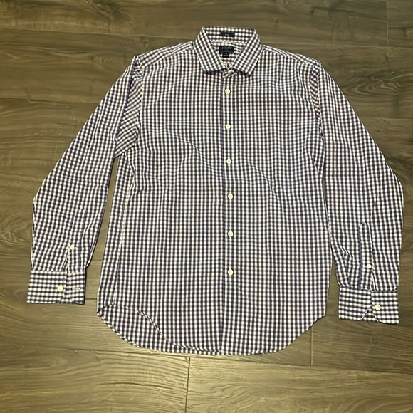 Men’s J.Crew Gingham Purple White Red Long Sleeve Button Down Shirt, Size Medium - Picture 3 of 6
